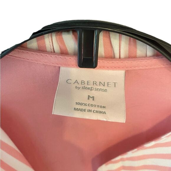 Cabernet Sz M Pink White Solid Stripe Pattern 2-Pièce Comfy Soft Cotton Pajamas - Picture 6 of 6